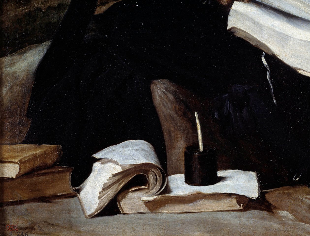 Portret van de nar Diego de Acedo genaamd de neef, detail. Boeken door Diego Velázquez