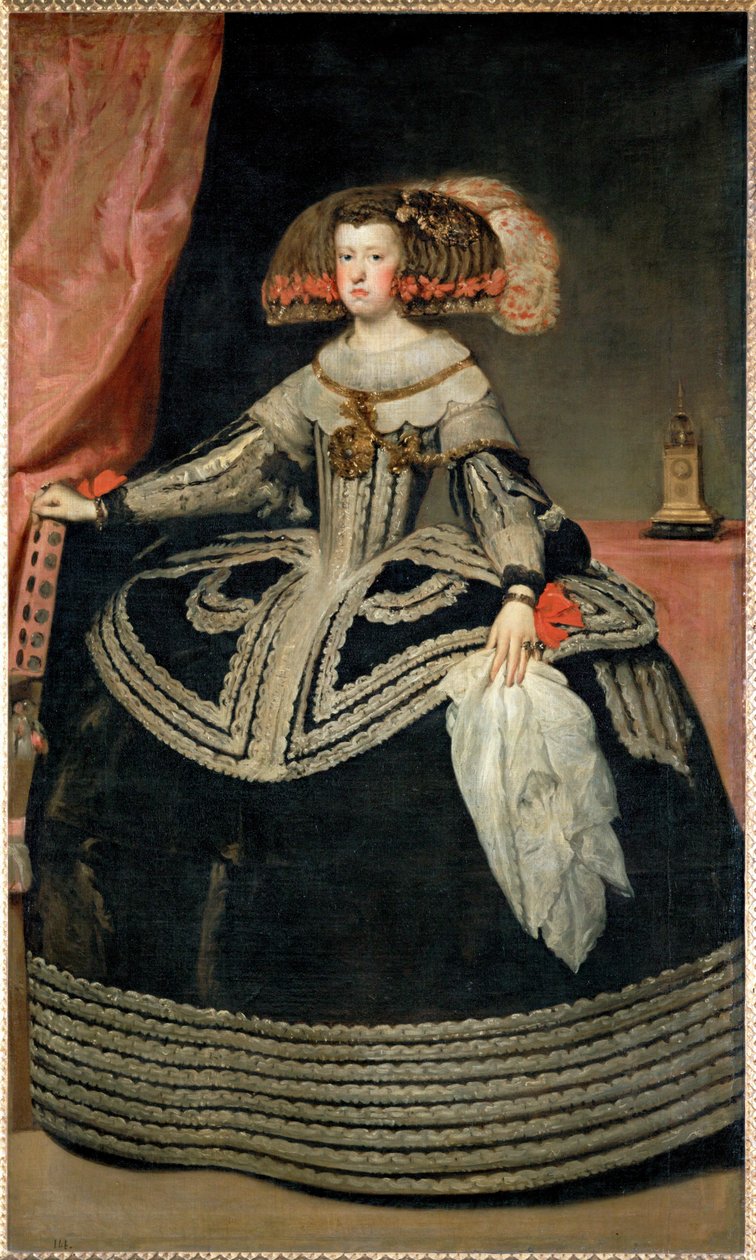 Koningin Maria Anna van Oostenrijk, echtgenote van koning Filips IV van Spanje, dochter van keizer Ferdinand III ... door Diego Rodriguez de Silva y Velazquez