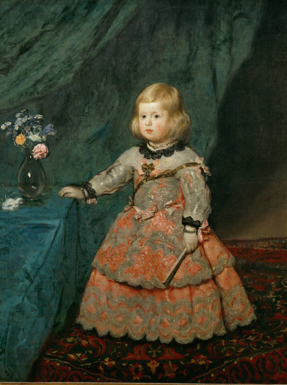 De Infanta Margarita Teresa in een roze jurk ... (schilderij op doek) door Diego Rodriguez de Silva y Velazquez