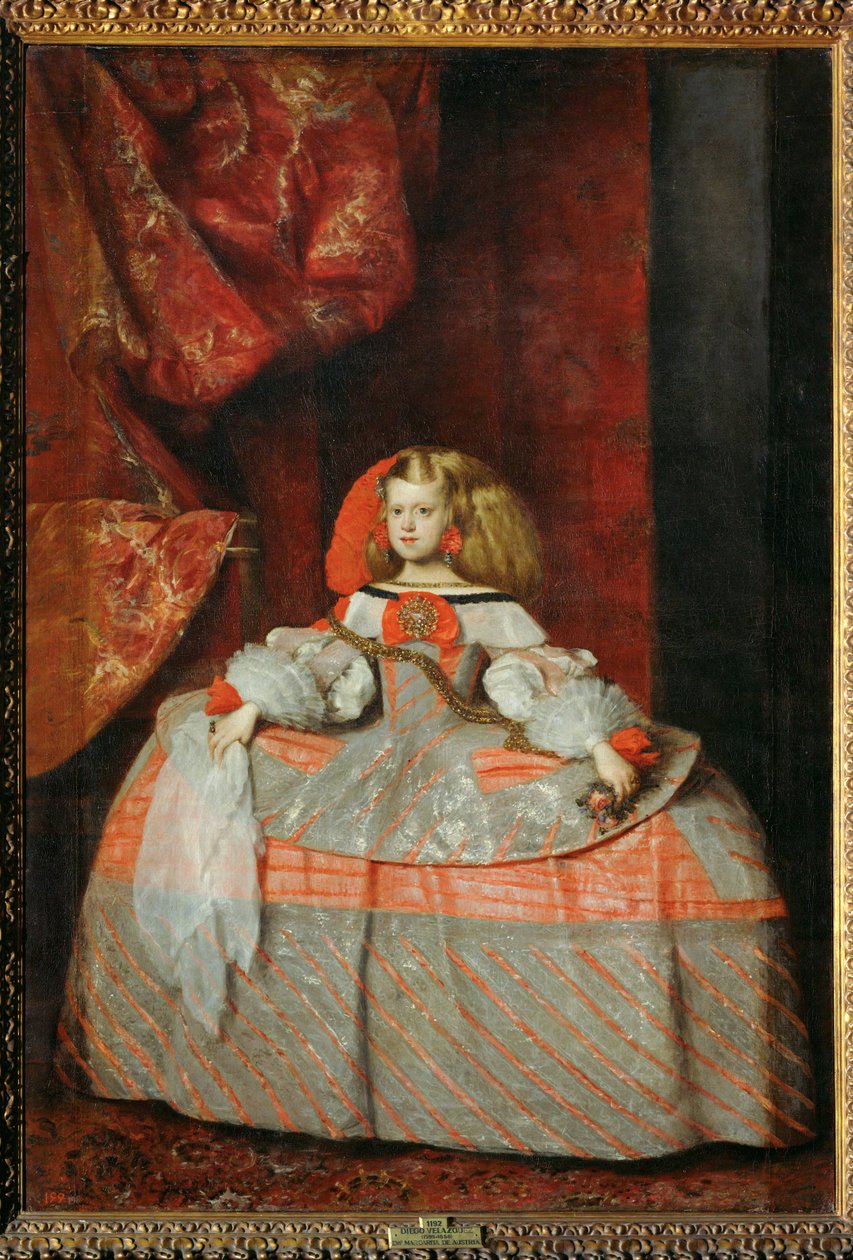 De Infanta Margarita Teresa in een roze jurk ... (schilderij op doek) door Diego Rodriguez de Silva y Velazquez