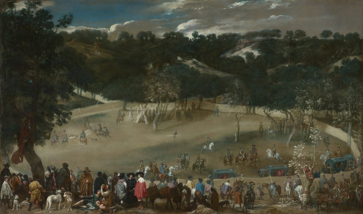 Filips IV jaagt op wilde zwijnen La Tela Real, ca. 1632-1637 door Diego Velázquez