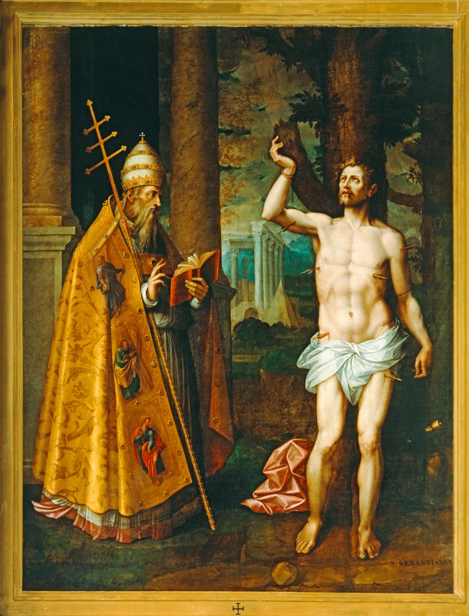 De heiligen Sebastiaan en Fabianus (schilderij) door Diego de Urbina