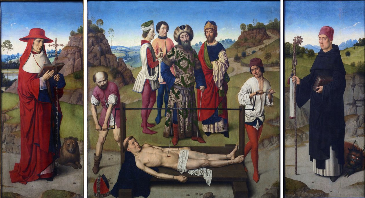 Dutch: Het martelaarschap van de H. Erasmus Tryptich of the martyrdom of Saint Erasmus door Dieric Bouts