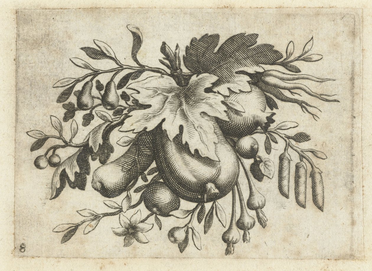 Festoen van vruchten door Dietrich Krüger (attributed to)