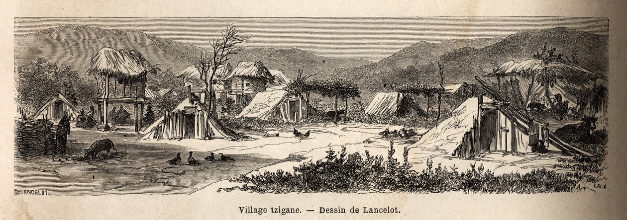 Een zigeunerdorp door Dieudonne Auguste Lancelot