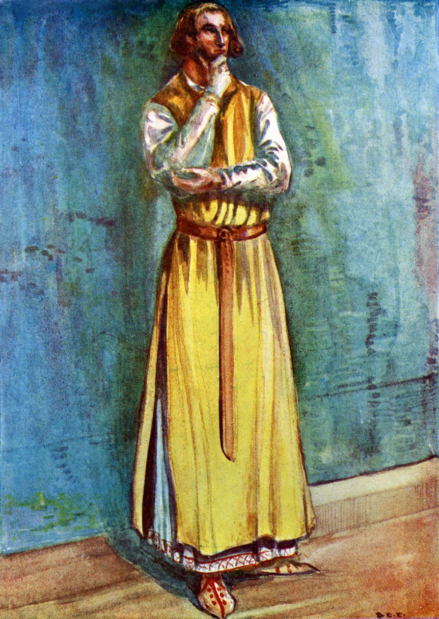 Mannenkostuum tijdens het bewind van Jan (1199-1216) door Dion Clayton Calthrop