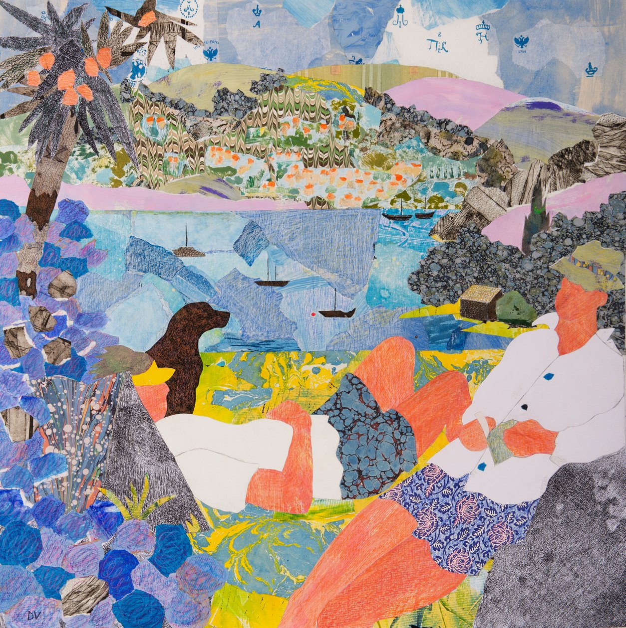 Naast de zee, 2017 (collage) door Dione Verulam