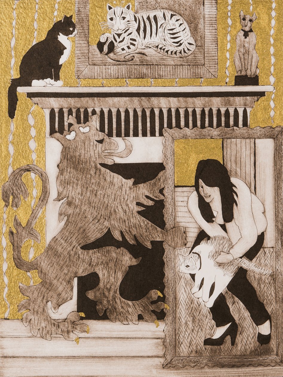 Katten, 2017 (collage) door Dione Verulam