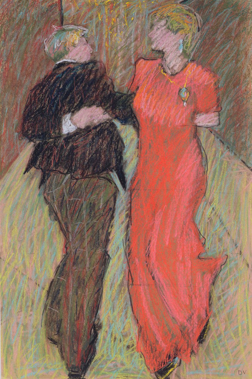 Dansen in Parijs, 2006 (pastel op papier) door Dione Verulam