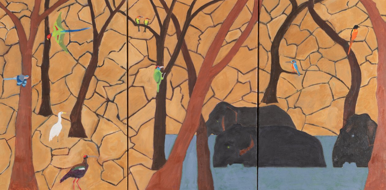 Jungle, India, 2020 (olieverf op doek) door Dione Verulam