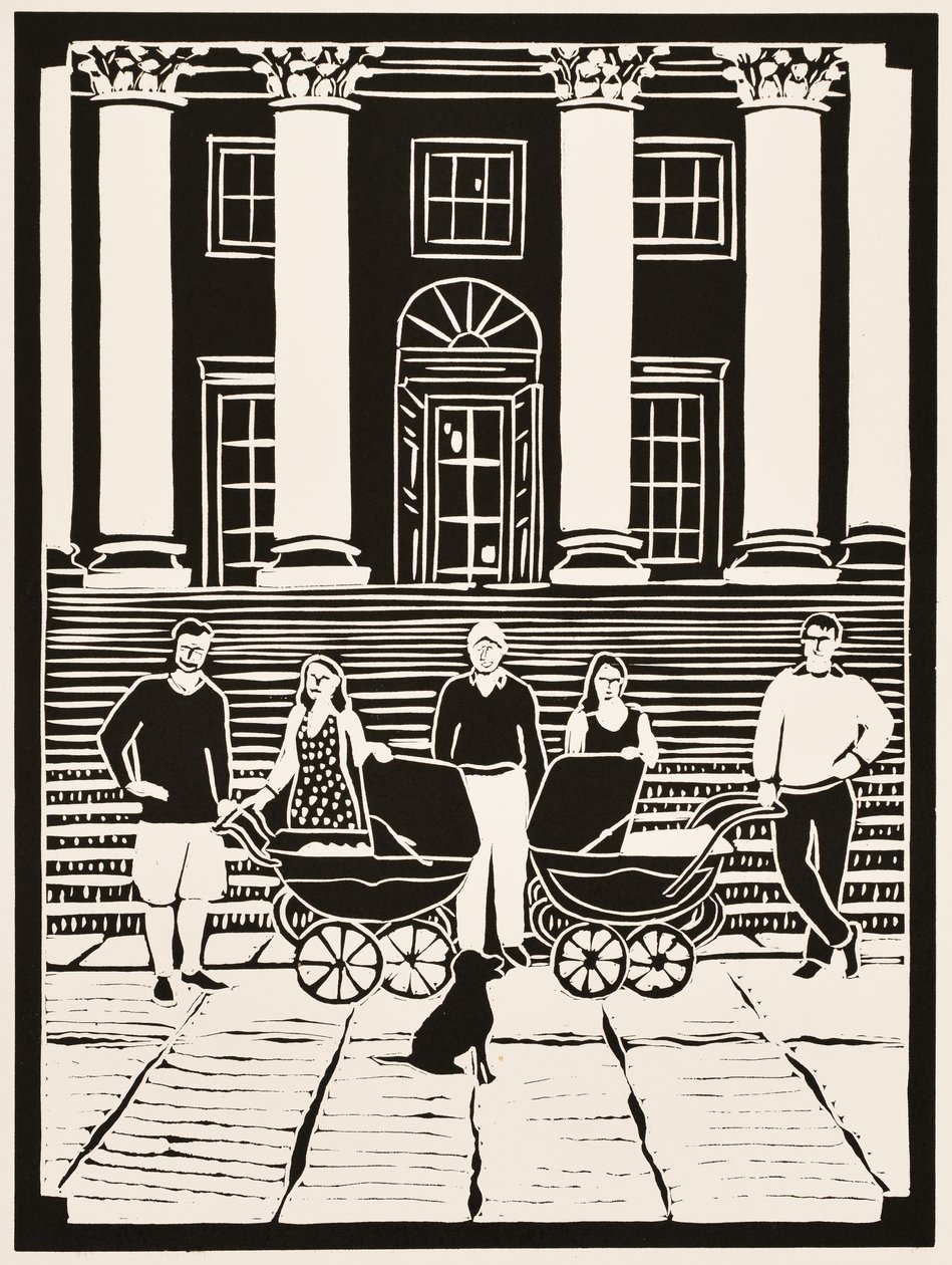 Maanden van het jaar: Augustus, 2012 (linoleumsnede) door Dione Verulam