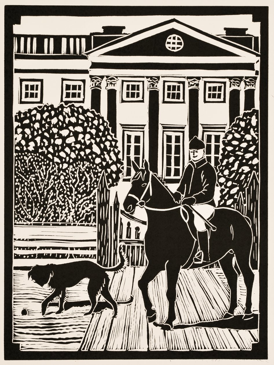 Maanden van het jaar: November, 2012 (linoleumsnede) door Dione Verulam