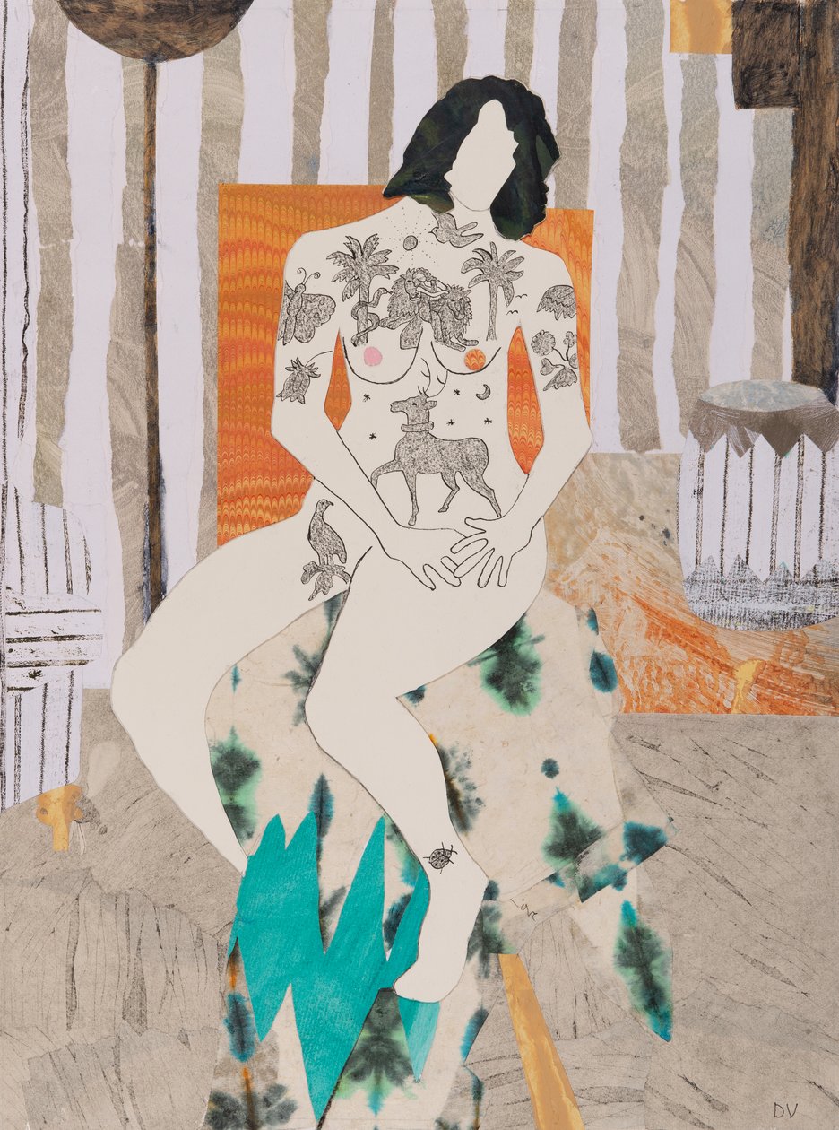 Tatoeages zijn helemaal in, naakt (collage) door Dione Verulam