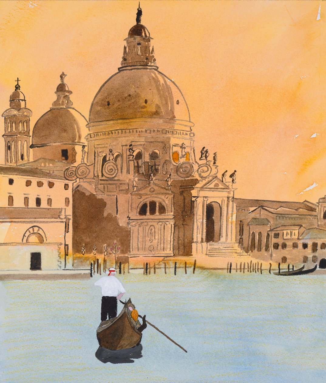 Venetië, groet (aquarel  inkt) door Dione Verulam