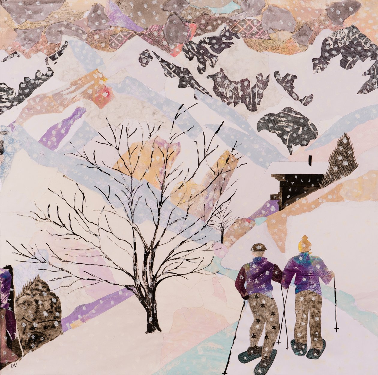 Wandelen naar de lunch, 2015 (collage) door Dione Verulam