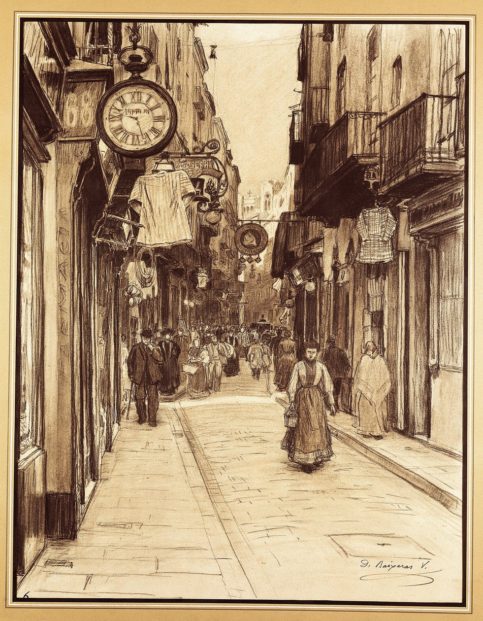 Plateria Straat richting Angels Plein, Barcelona door Dionisio Baixeras Verdaguer
