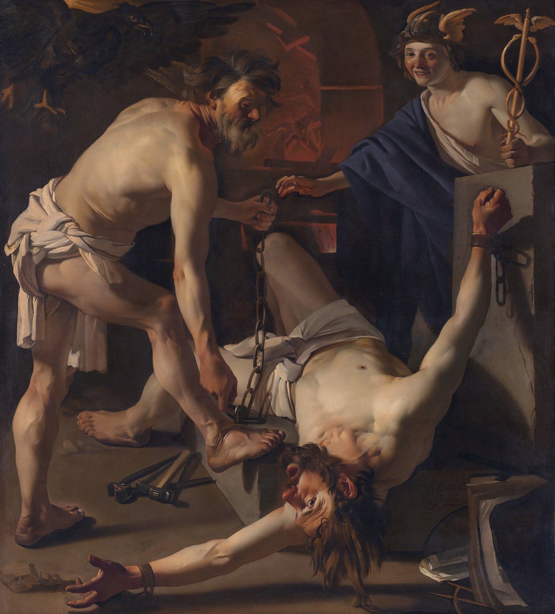 Prometheus geketend door Vulcanus door Dirck van Baburen