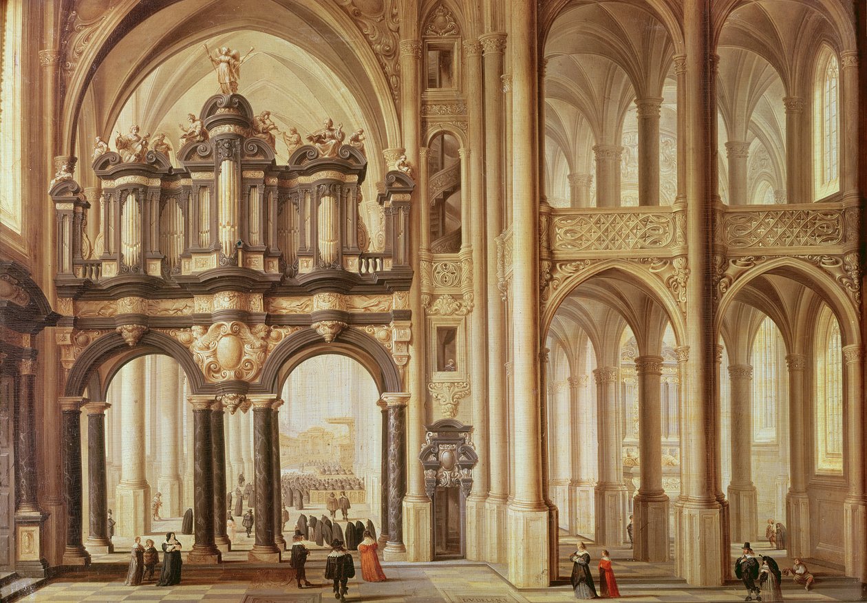 Interieur van een kerk door Dirck van Delen