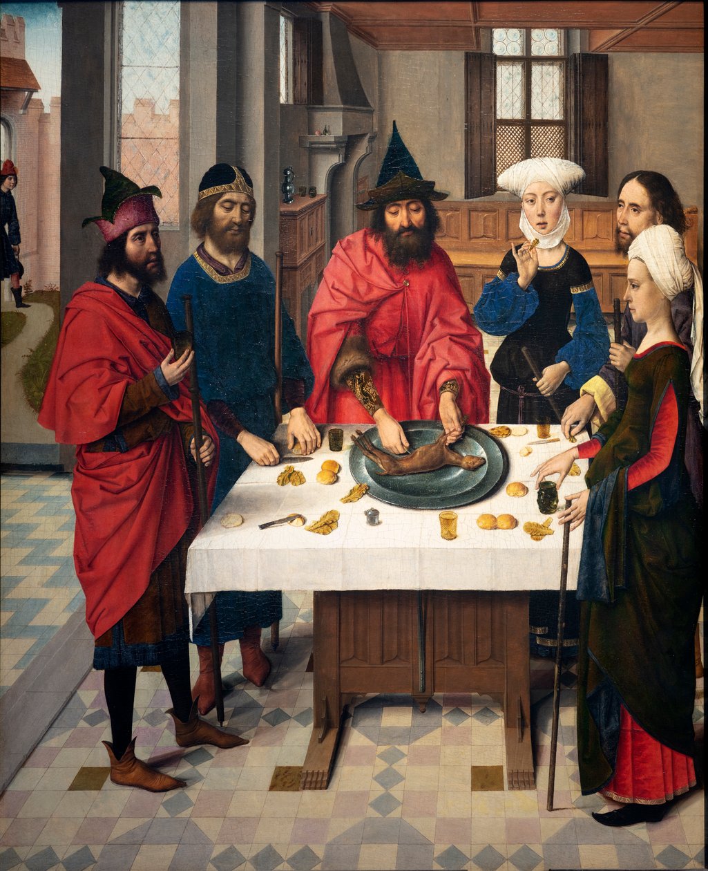 Parochiekerk Sint-Pieter. Laatste Avondmaal. Dirk Bouts. 1464-1468. (detail) door Dirck Bouts