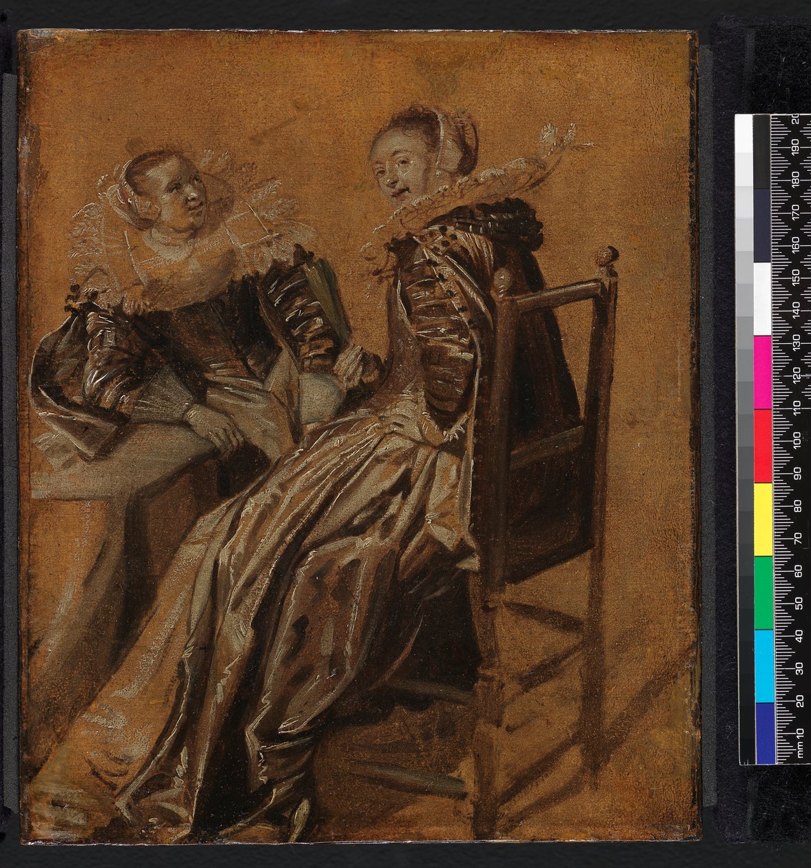 Twee dames zittend aan een tafel, 1625-1628 door Dirck Hals
