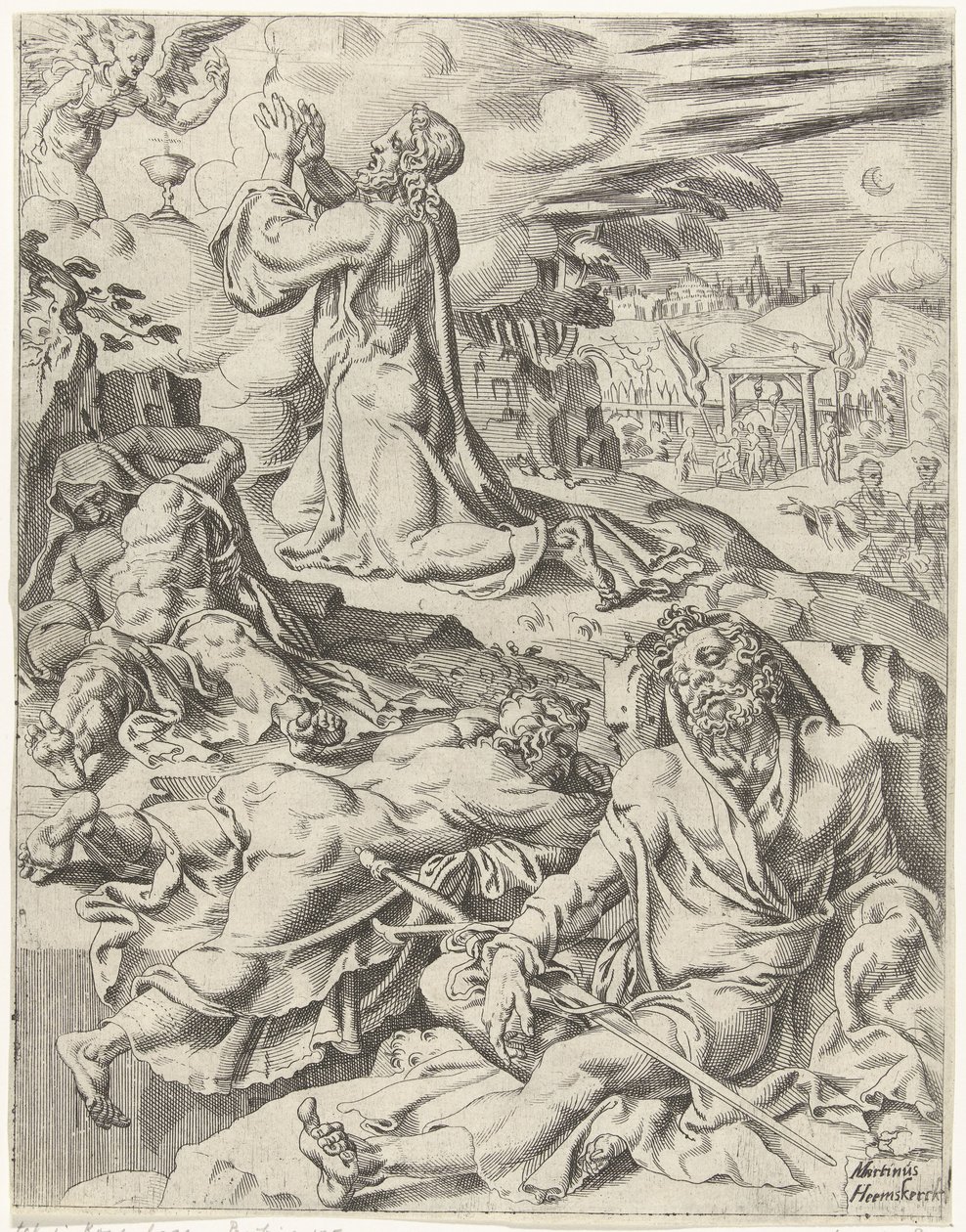 Christus in de hof van Getsemane door Dirck Volckertsz. Coornhert (attributed to)