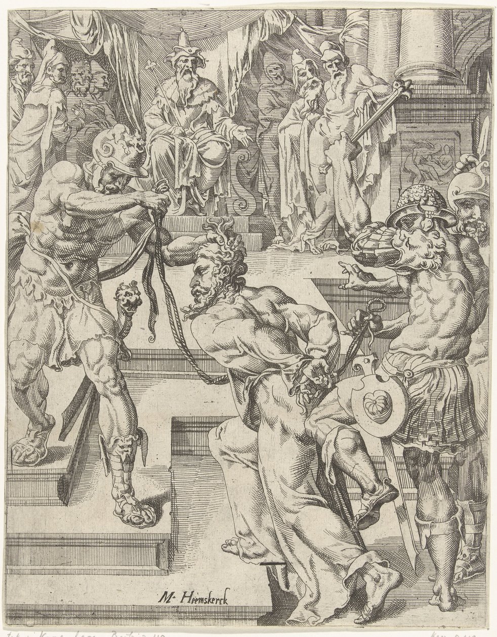 Christus voor Kajafas door Dirck Volckertsz. Coornhert (attributed to)