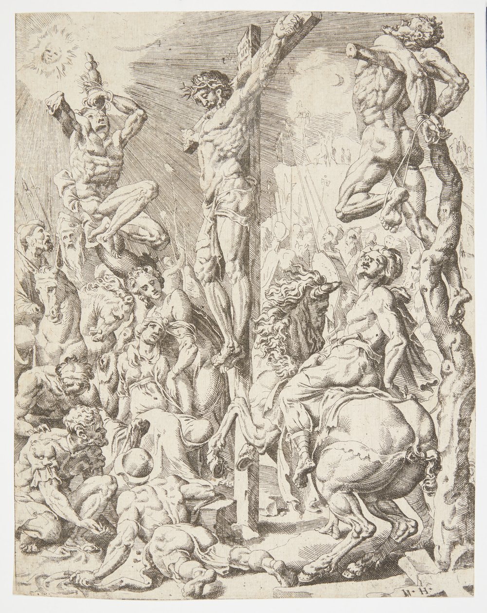 De dood van Christus aan het kruis door Dirck Volckertsz. Coornhert
