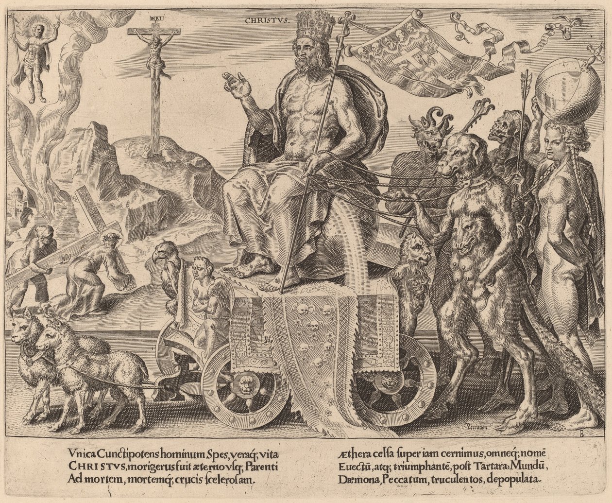 De Triomf van Christus door Dirck Volckertz Coornhert after Maerten van Heemskerck