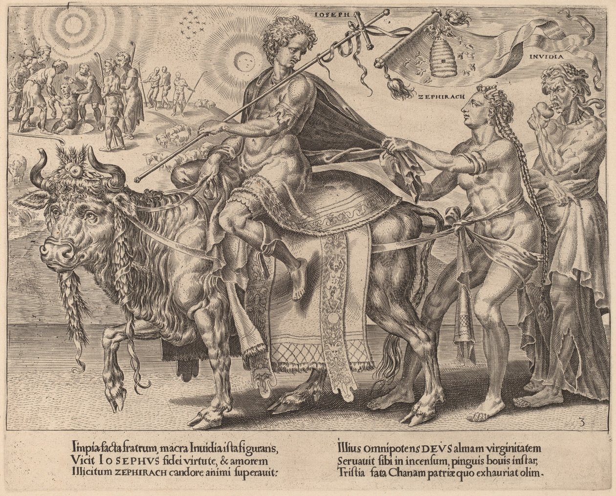 De triomf van Jozef door Dirck Volckertz Coornhert after Maerten van Heemskerck