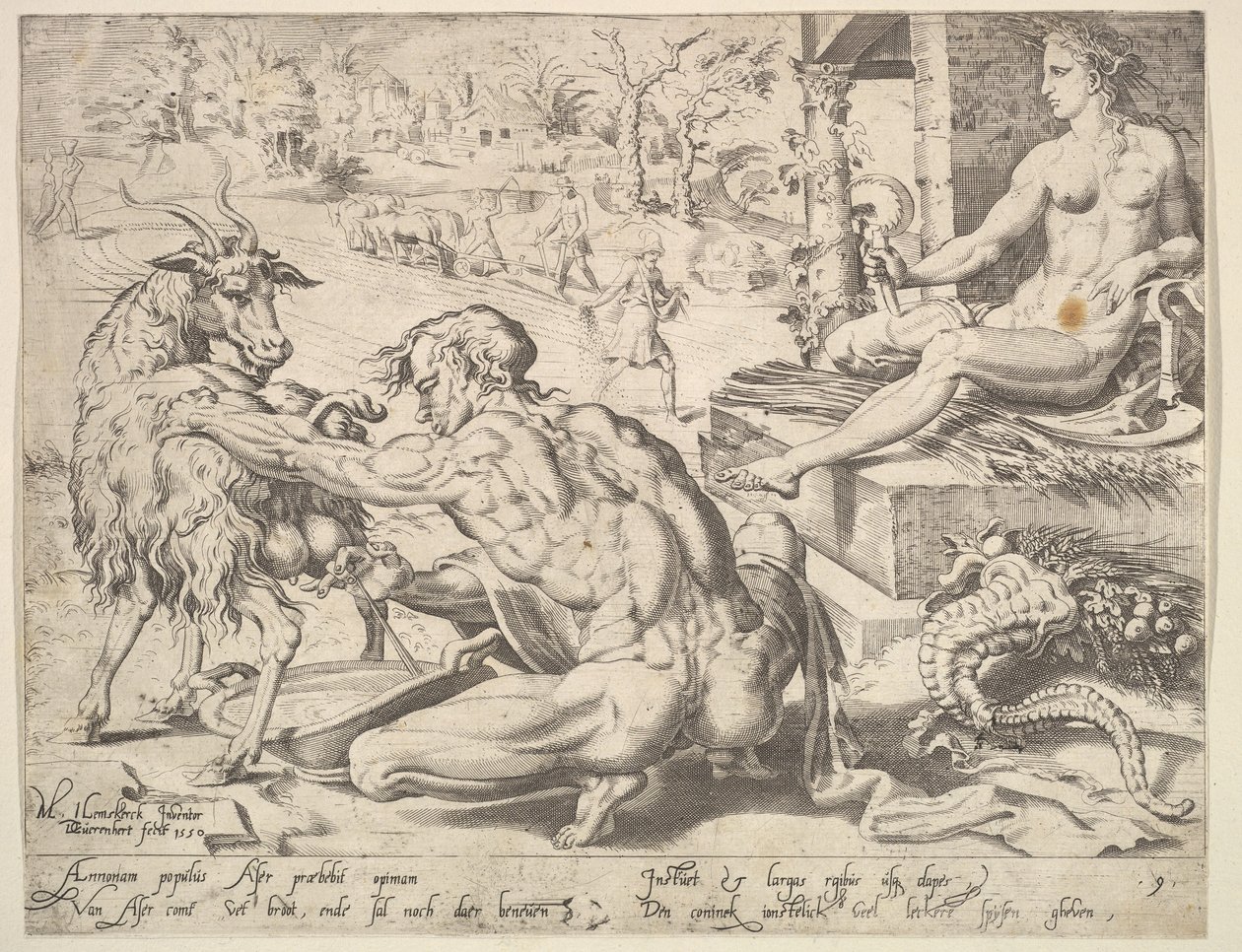 Asher, uit de serie De Twaalf Patriarchen, 1550 door Dirck Volkertsen Coornhert