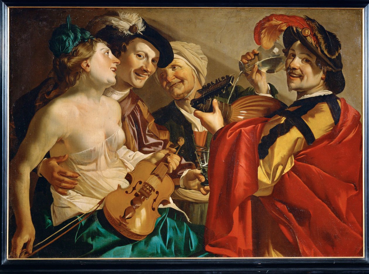 Concert (schilderij op doek) door Dirck van Baburen