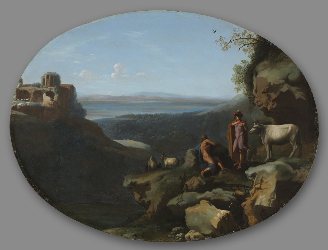 Mercurius en Argus in een landschap, ca. 1635 door Dirck van der Lisse