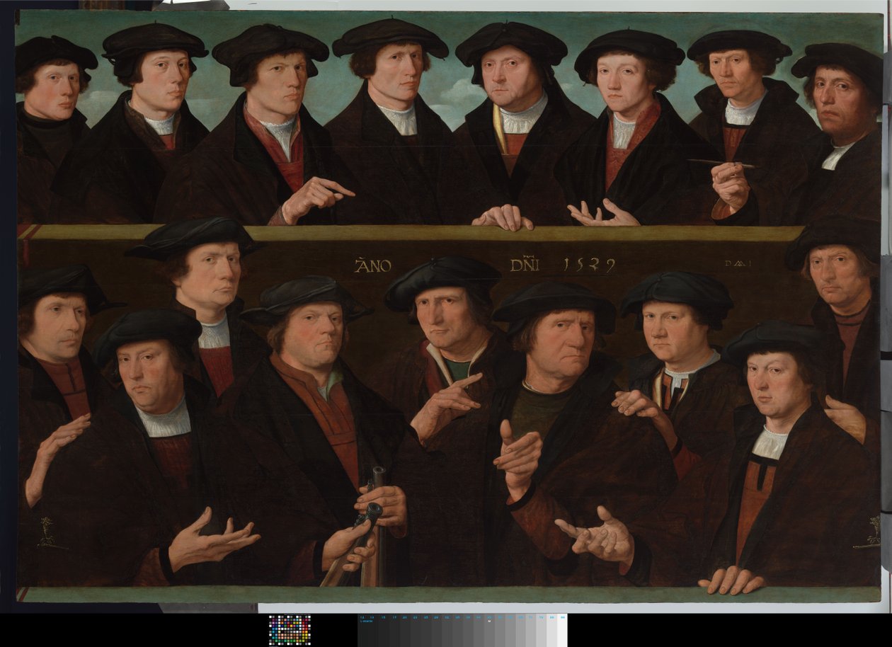 Een groep bewakers door Dirk Jacobsz