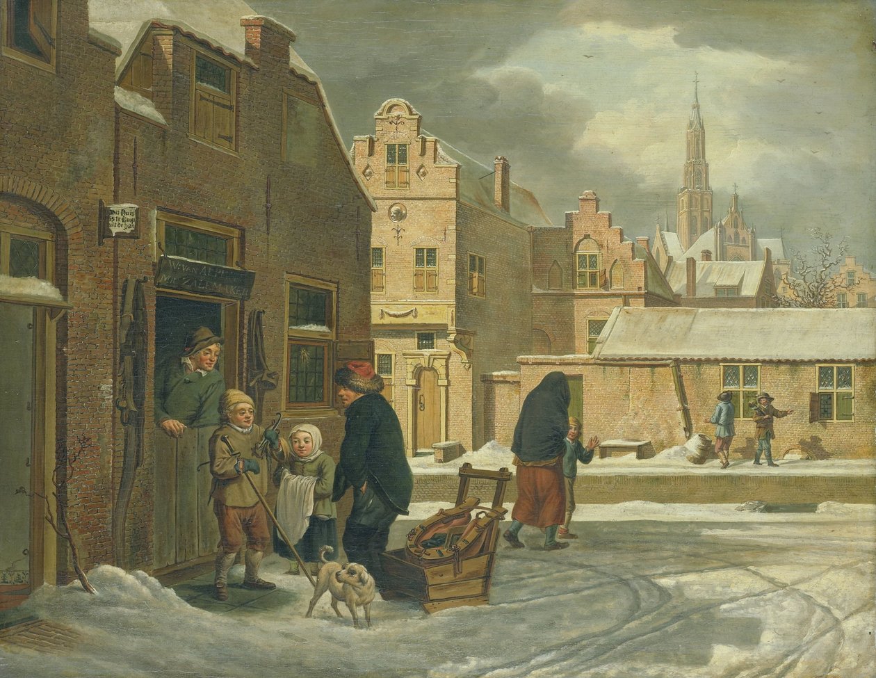 Stadsgezicht in de winter door Dirk Jan van der Laan