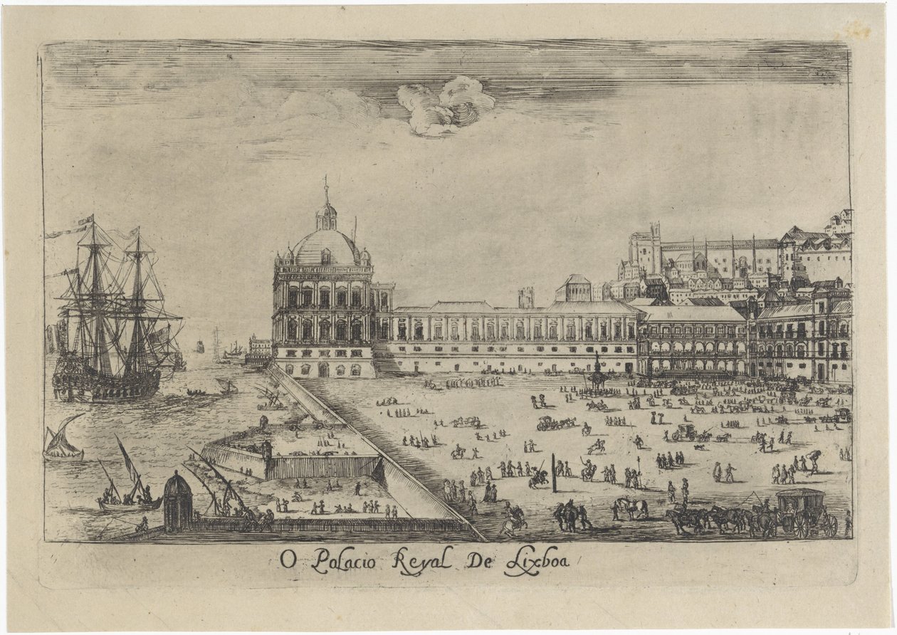 Gezicht op het koninklijk paleis te Lissabon door Dirk Stoop