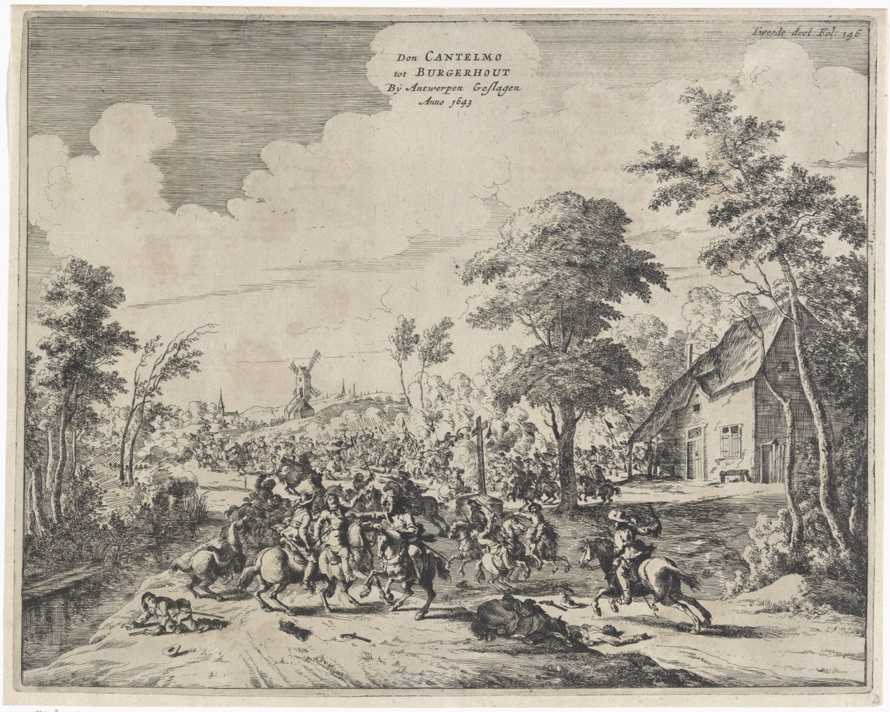 Spanjaarden onder Don Cantelmo bij Borgerhout verslagen, 1643 door Dirk Stoop