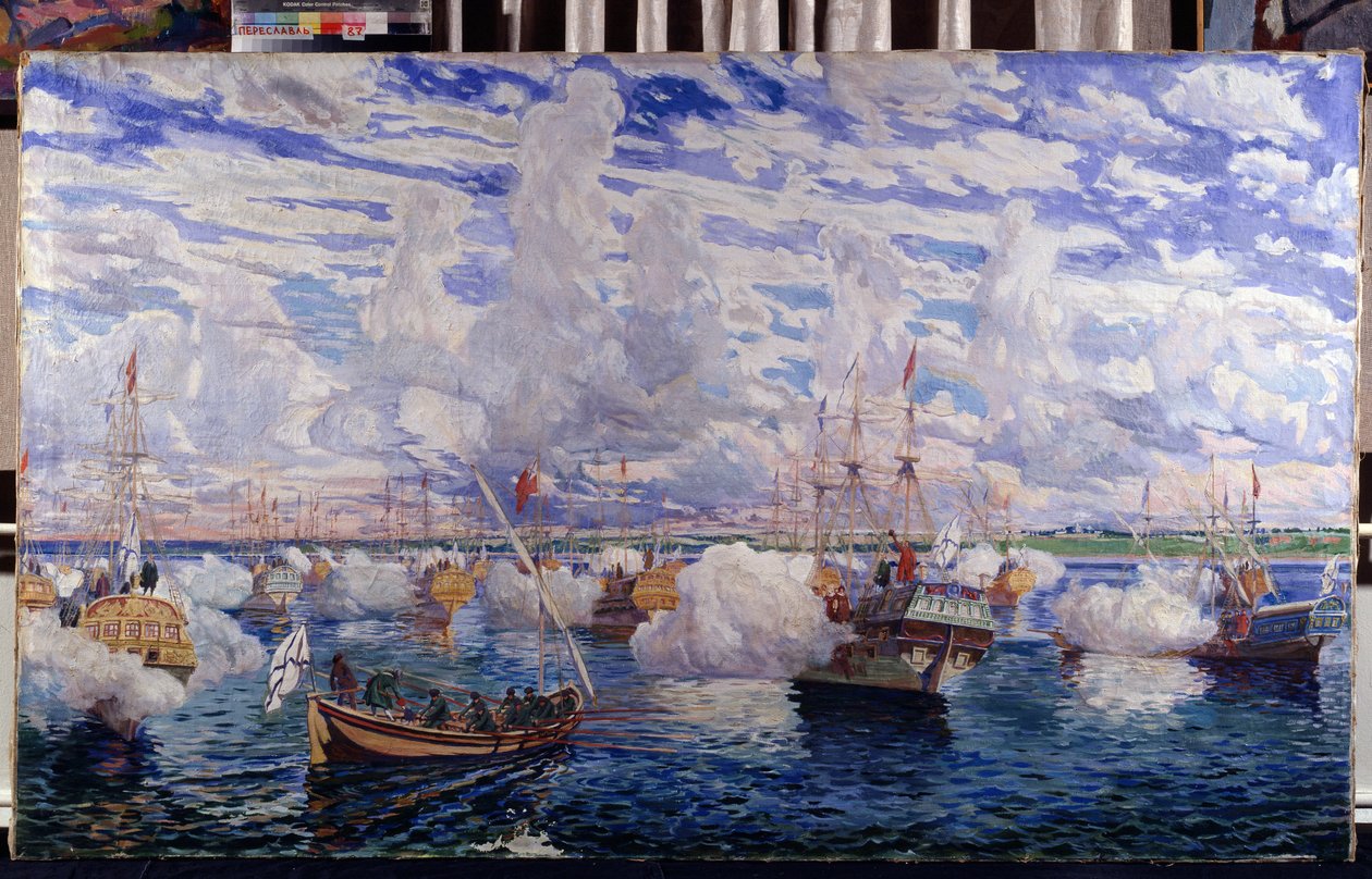 De vloot van Peter I van Rusland door Dmitri Nikolayevich Kardovsky
