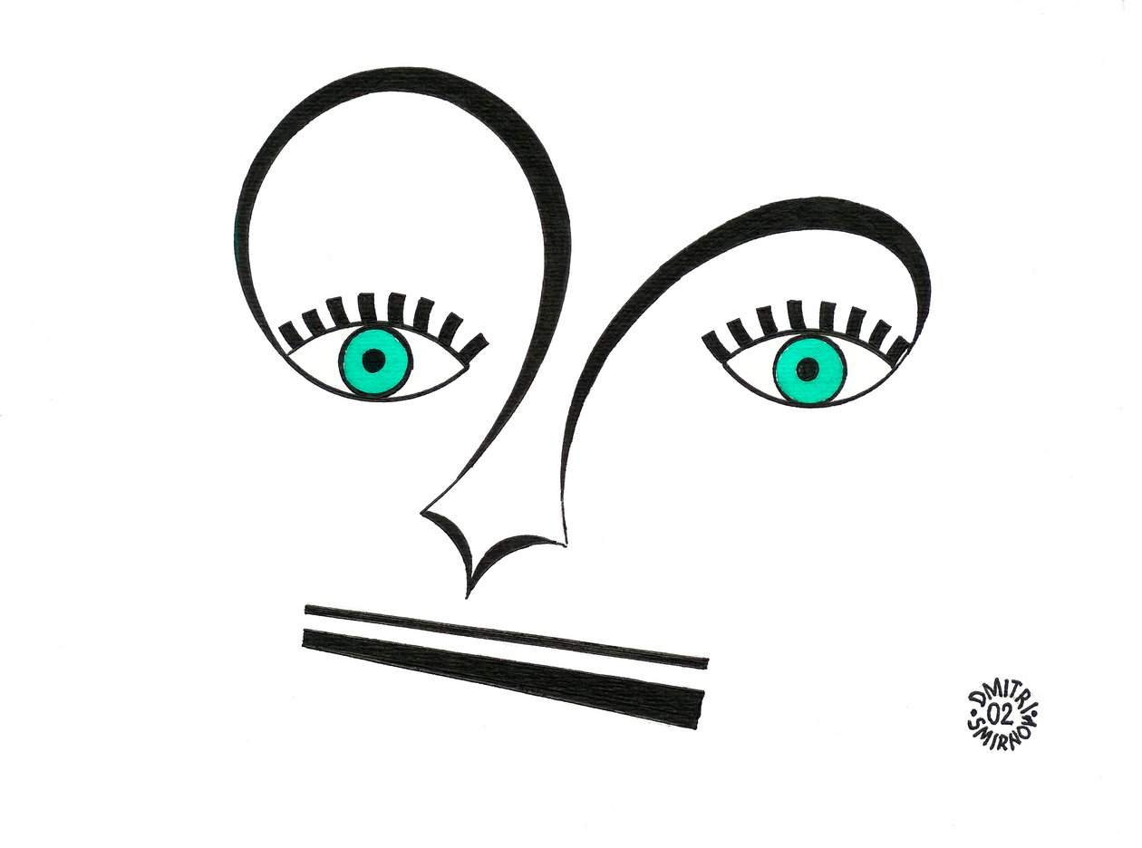 Alto clef face - een gezicht getekend met behulp van de clef en andere muzieknotatie door Dmitri Smirnov