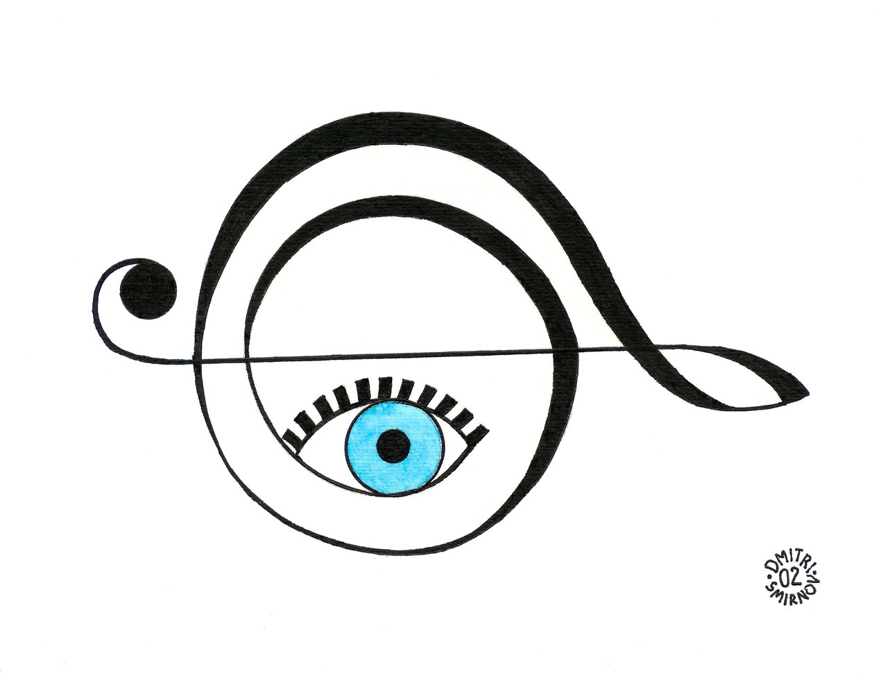 Treble clef - het muzieksymbool getekend als een oog door Dmitri Smirnov