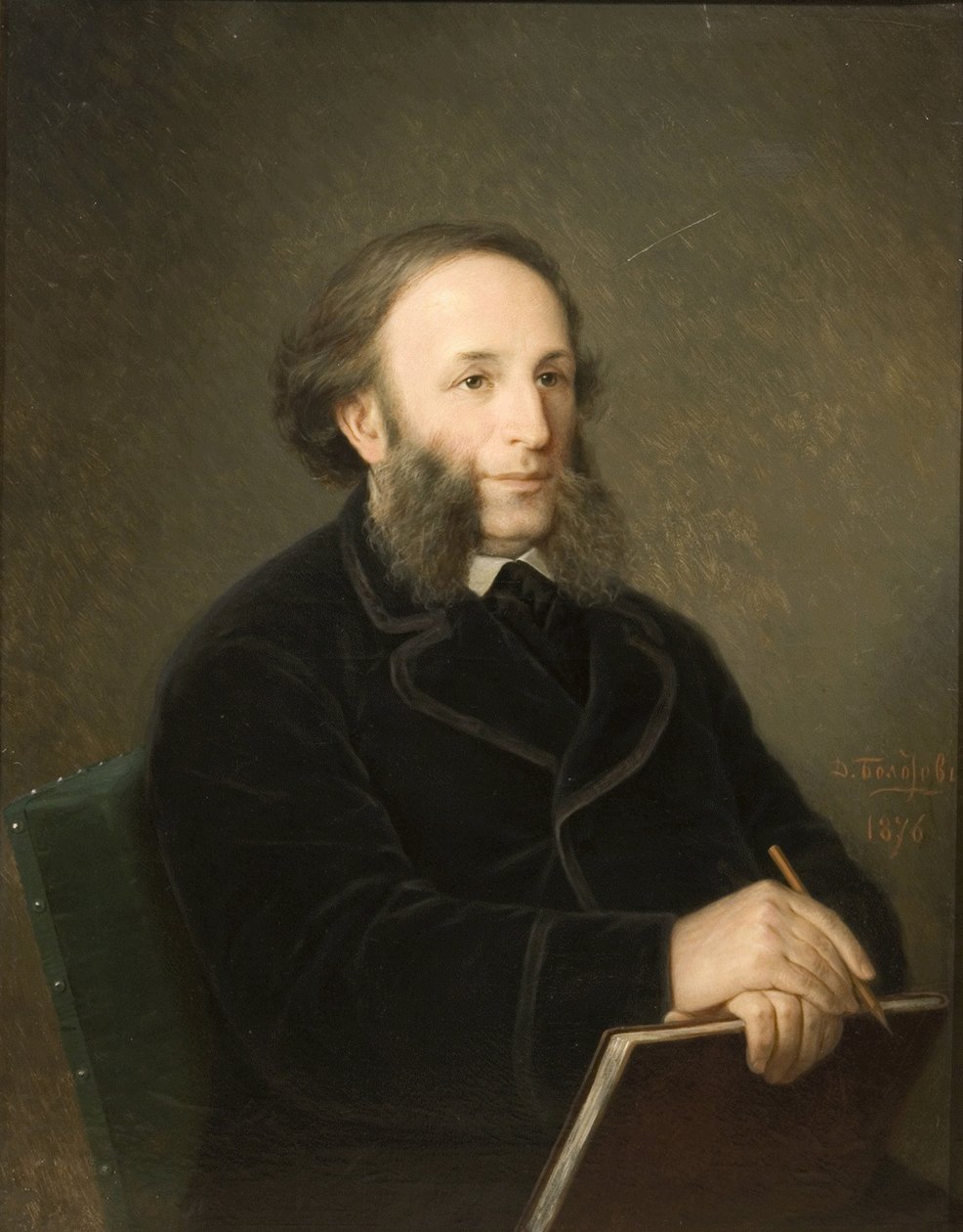 Portret van de kunstenaar Ivan Aivazovsky 1817-1900, 1879 door Dmitry Mikhaylovich Bolotov