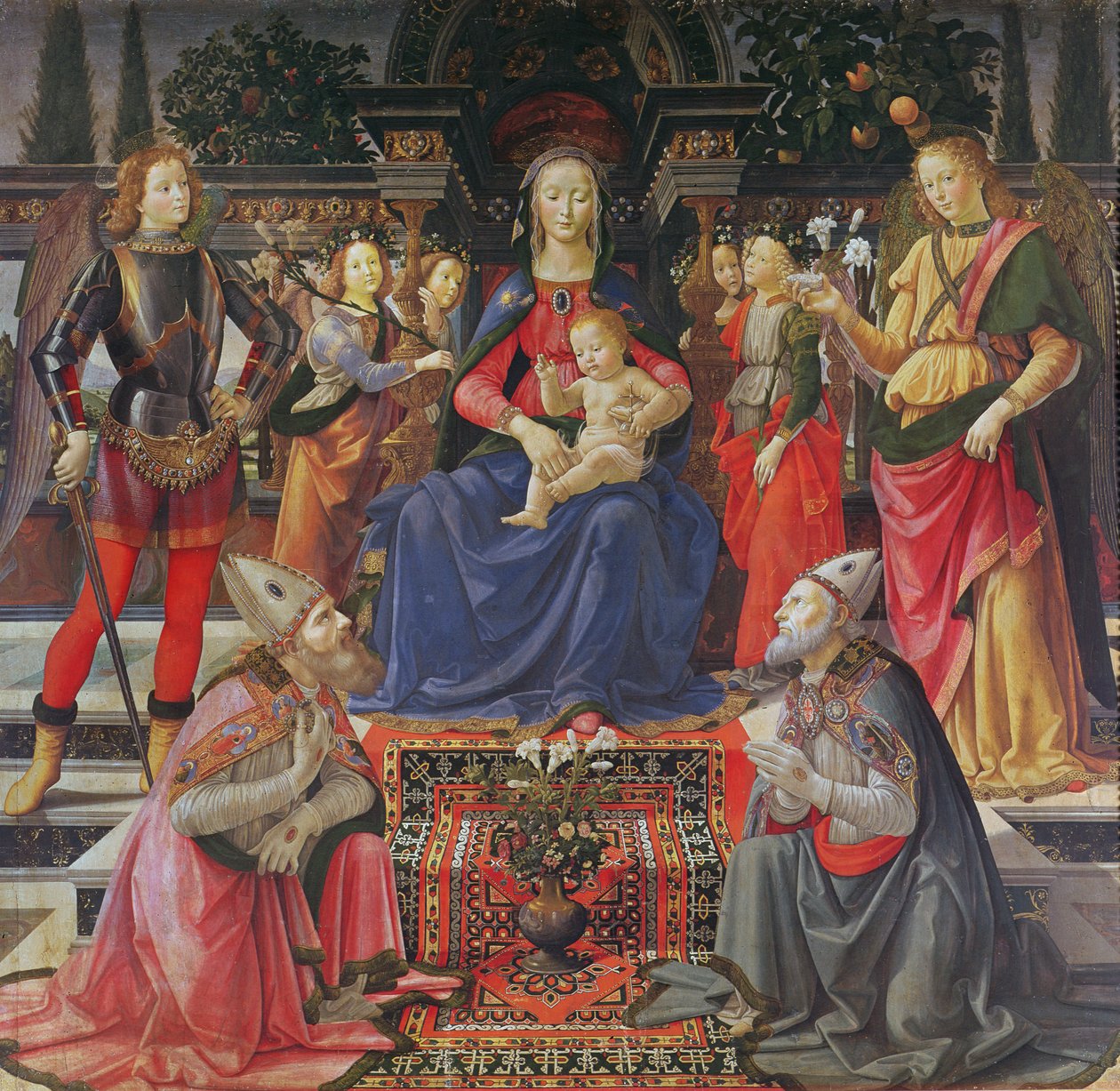 Madonna en Kind met HH. Justus, Zenobius en de Aartsengelen Michaël en Rafaël, ca. 1484 door Domenico Ghirlandaio