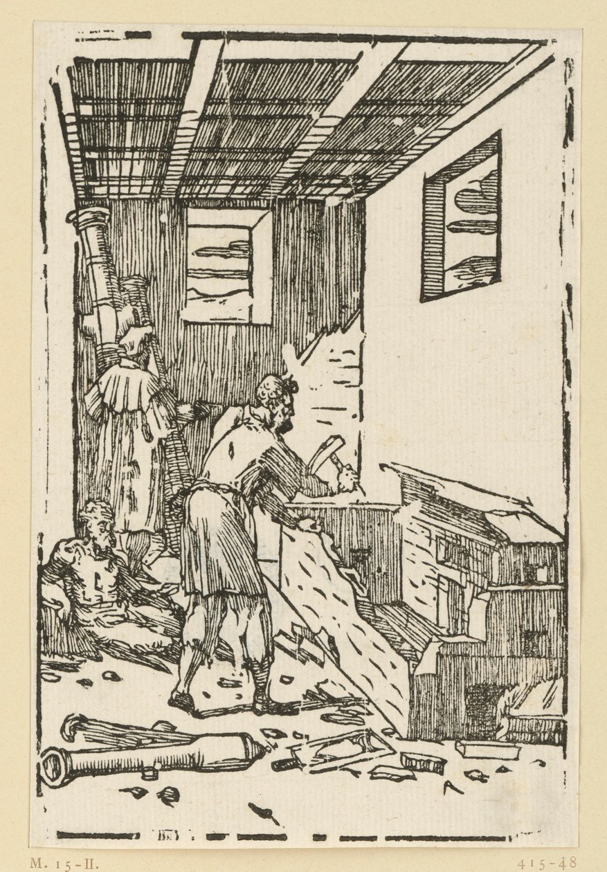 De beeldgieter. Uit de reeks "De re metallica". door Domenico Beccafumi