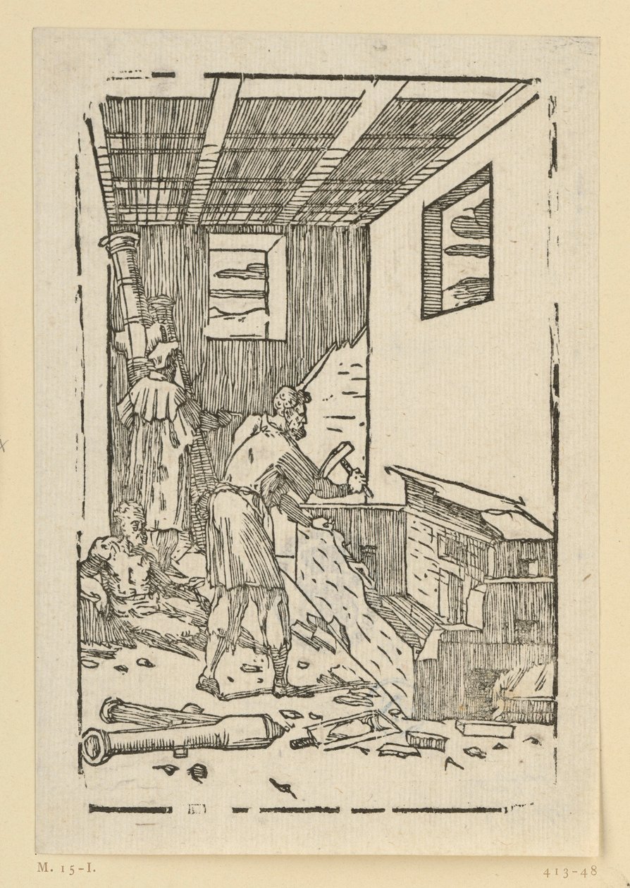 De beeldgieter. Uit de reeks "De re metallica". door Domenico Beccafumi