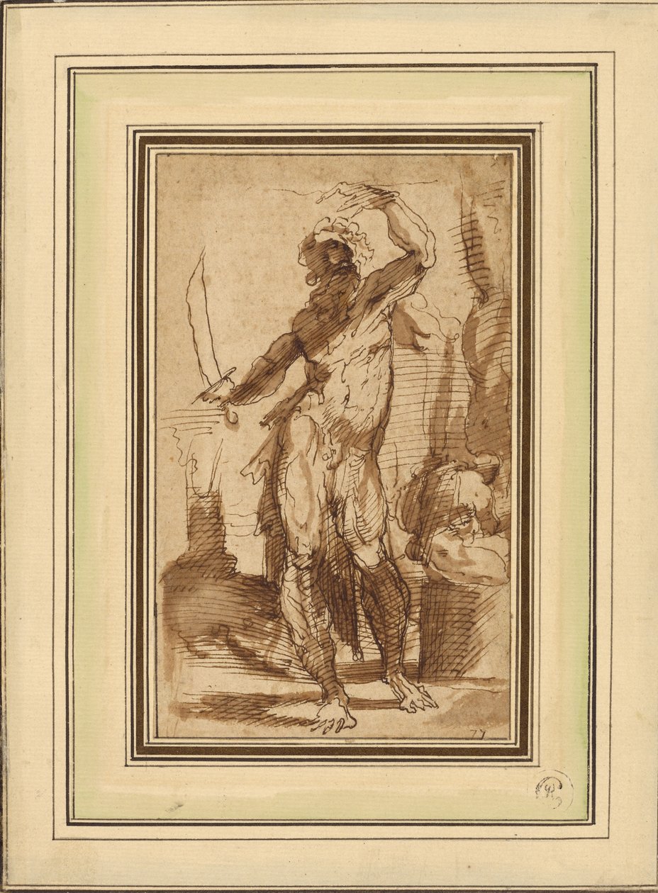Studie naar de figuur van Abraham door Domenico Beccafumi