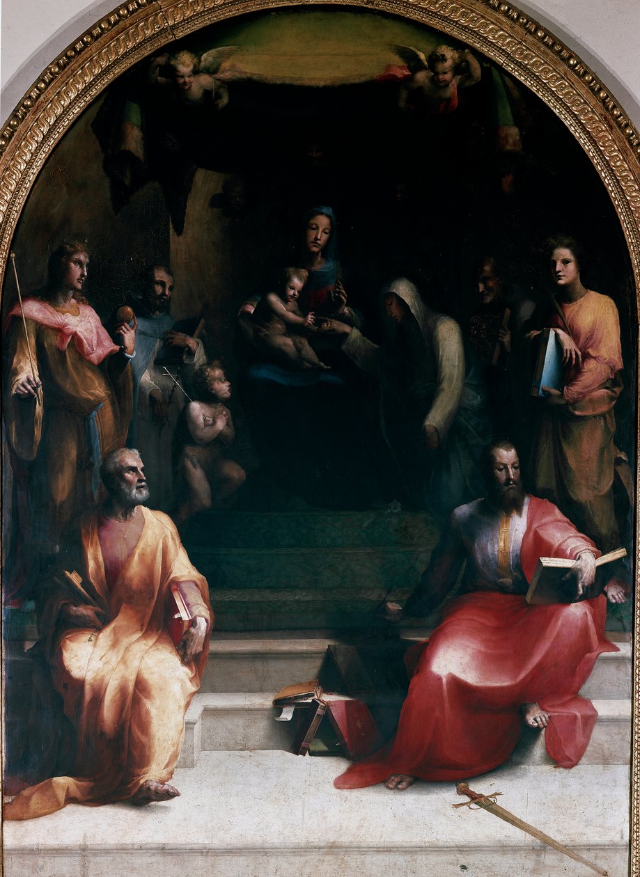 De mystieke bruiloft van St. Catherine van Siena en heiligen door Domenico Beccafumi