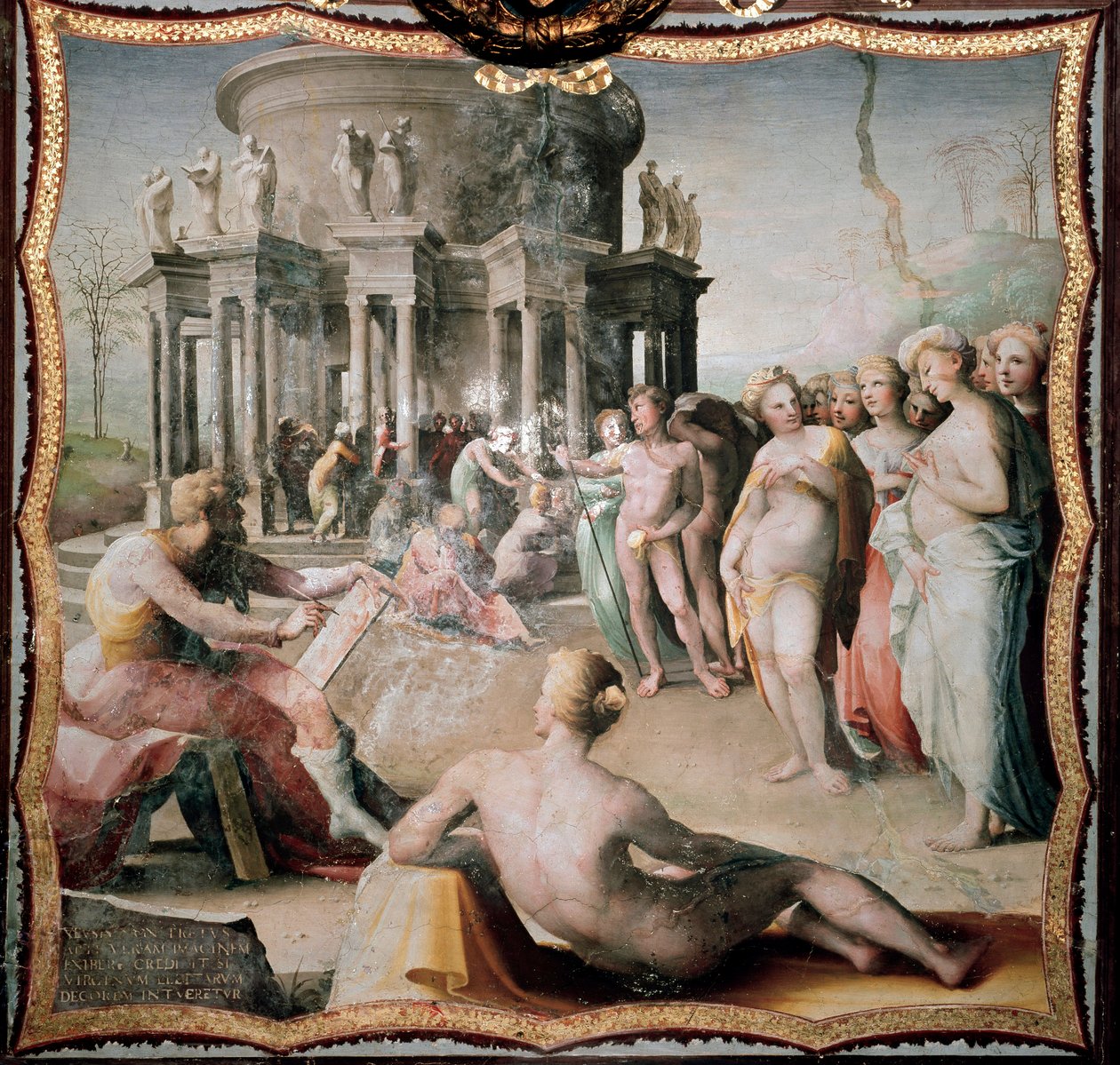 Zeuxis schilderde het portret van Helene voor de tempel van Hera in Crotone. door Domenico Beccafumi