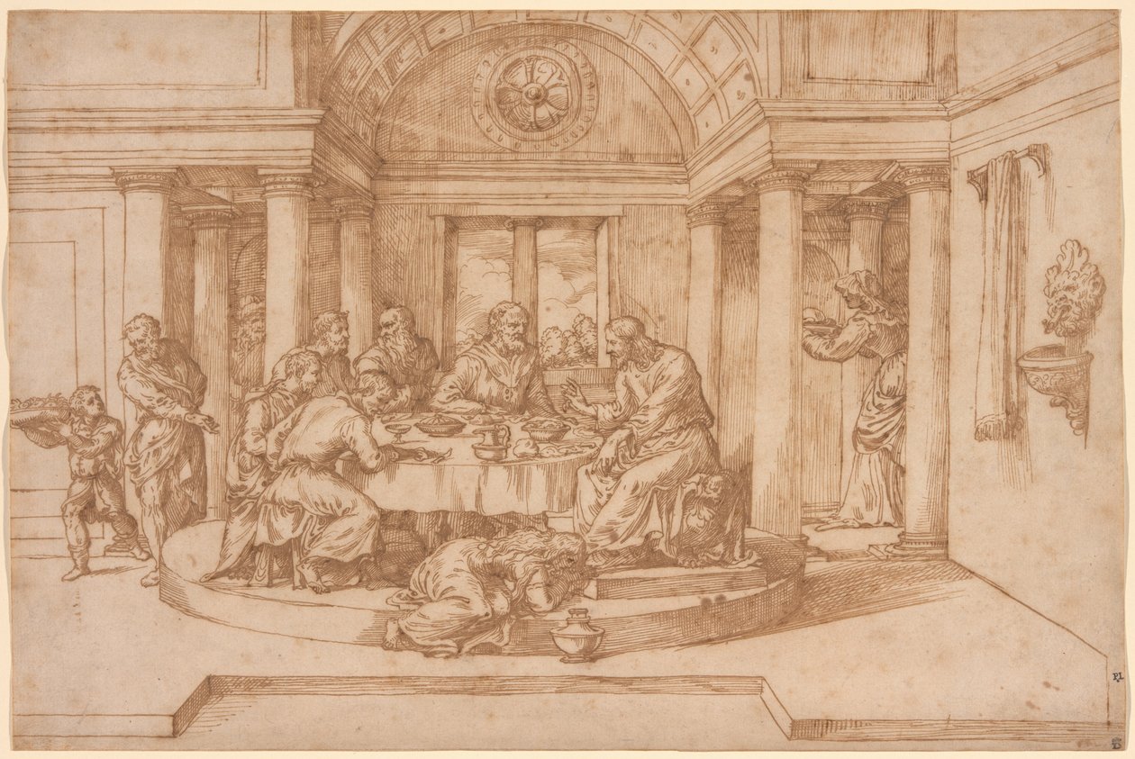 Christus in het Huis van Simon de Farizeeër door Domenico Campagnola