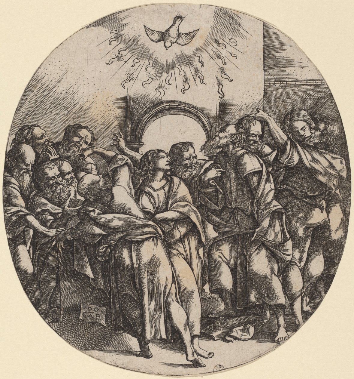 De Nederdaling van de Heilige Geest door Domenico Campagnola