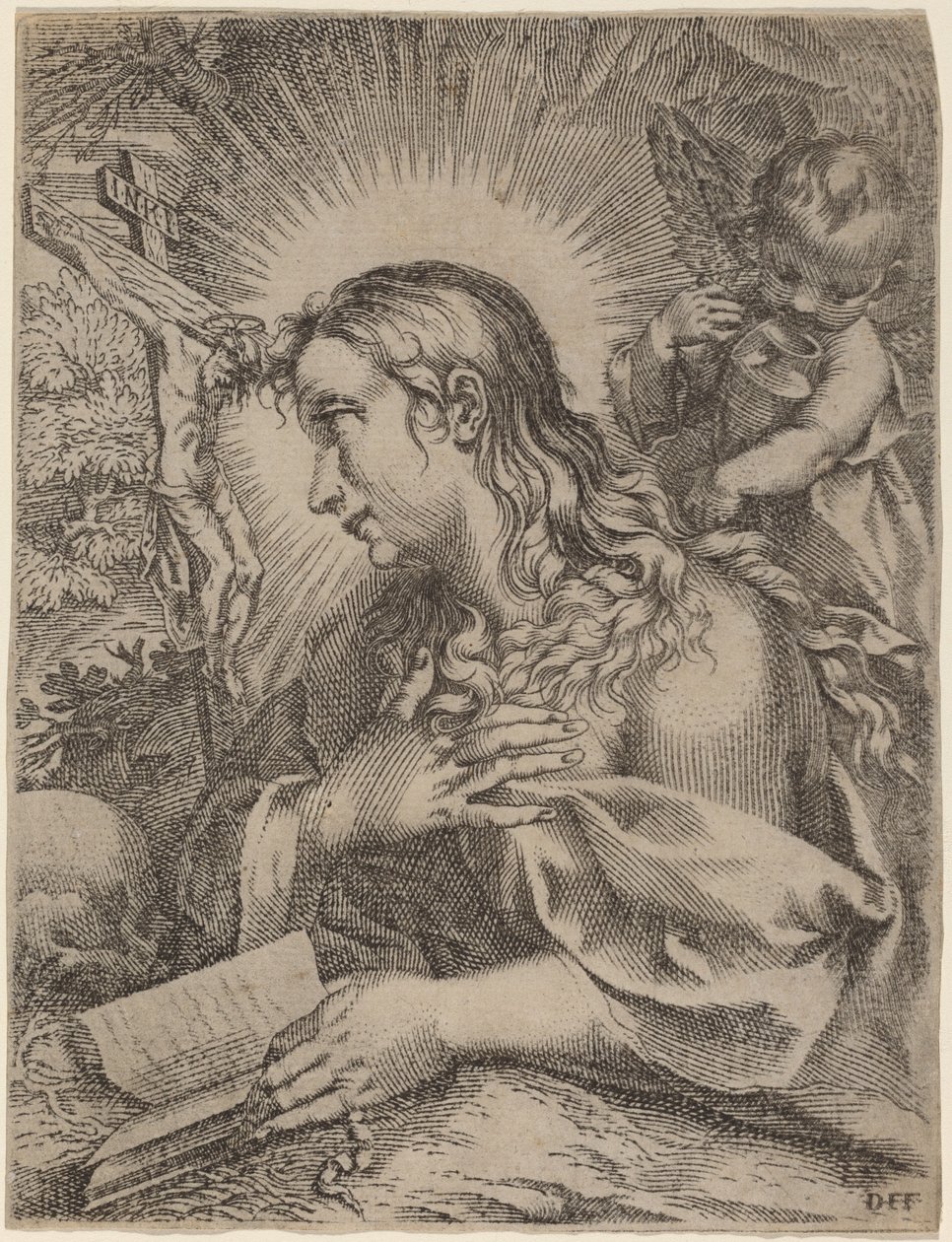 De boetvaardige Magdalena door Domenico Falcini after Francesco Villamena after Francesco Vanni