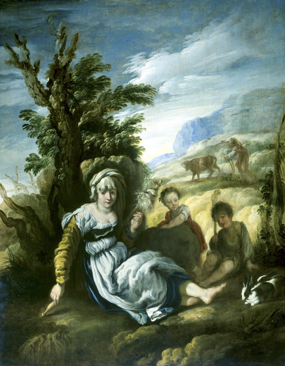 Adam en Eva aan het werk door Domenico Fetti or Feti